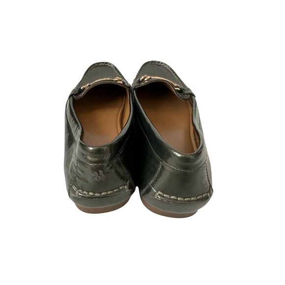 COACH Olive Patent Leather Green Gray Loafers Size 6.5 - Picture 5 of 7
